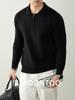 [Estilo Old Money Urbano] Lã Modal Quente e Macio Tricô de Gola Lapela com Zíper Parcial Masculino Tricô Quente Outono e Inverno