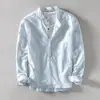 2026 Festival de Verano Y2 Amazon Transfronterizo Venta Caliente Camisa Casual para Hombre Color Sólido Cuello Mao Jersey Camisa para Viajero para Hombre