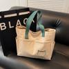 Bolsa de Lona de Gran Capacidad Bolsa de Trabajo Simple Casual para Llevar en la Mano o al Hombro Bolsa Tote para Estudiantes Universitarios