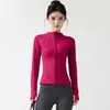 Conjunto de Fitness con Sensación de Segunda Piel Chaqueta con Cuello Alto, Cierre Completo y Manga Larga Pantalones Skinny Elásticos de Cintura Alta Ropa de Entrenamiento al Aire Libre para Yoga