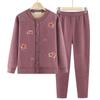Traje de ropa cálida con forro polar para otoño e invierno de la abuela Cárdigan ropa de invierno para madre conjunto de dos piezas engrosado ropa de otoño para señora mayor pantalones largos mujer