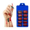 Uñas de Manicura de Ataúd en Forma de T de Color Mixto Navideño Transfronterizo Caja Azul Parche Completo Usable Uñas Postizas Largas de Ballet