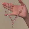 Conjunto de Colar e Brincos de Diamante Rosa Brilhante, Corrente para Clavícula com Design de Nicho da Moda, Luxo Acessível e Colar de Alta Qualidade para Mulheres