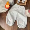 Calça Jogger Casual Soltinha com Bolinhas Fofa para Meninas na Primavera e Outono, Calça Esportiva para Bebê, Calça Jogger com Punho para Crianças Pequenas