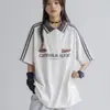 Camiseta tipo polo de peso pesado estilo retro americano con cuello y manga corta para hombres y mujeres, diseño de nicho, camiseta de pareja estilo preppy
