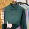 Camisa Polo de Manga Longa de Algodão Puro de Alta Qualidade para Homens, Outono Quente, Camiseta Masculina Leve para Negócios Casuais, Respirável, Gola Polo, Peça Única Dropshipping