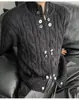 Suéter cárdigan con cremallera y botones estilo Old Money para hombre, otoño, holgado, cuello alto, color liso, tejido de punto de ochos, prenda exterior versátil