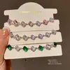 Pulsera Cuadrada Empalmada de Circonita Estilo Coreano Ins, Joyería Moderna y Fresca, Lujo Ligero, Accesorios Exquisitos de Gama Alta al por Mayor
