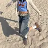 Shorts de Mezclilla Retro Americano para Mujer Verano Chica Caliente Cintura Baja Rectos Sueltos Lavados Cortos Modernos