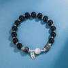 Preto Ônix cabelo Cristal mulheres etiqueta de segurança pulseira de cristal retrô branco presente para namorada aniversário pulseira de contas