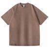 Camiseta Vintage Lavada de Manga Curta Pesada 220g em Estoque para Homens, Top Retrô Moderno, Gola Redonda, Caimento Solto, Disponível em Cinco Cores