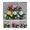 Comércio Exterior Novo Fabricante de Flores Artificiais Rosa Flor de Rosa 3 Cabeças 3D Branca Casamento Casa Decoração Suave Flor Artificial Atacado