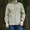 Jaqueta de Trabalho com Capuz Cor Sólida Bordada Fina para Primavera e Outono, Militar, Outdoor, Lazer, Viagem, Jaqueta Masculina