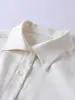 Camisa de Mujer de Color Sólido Larga con Cuello, Estilo Minimalista Versátil Francés, para Usar como Capa bajo un Blazer
