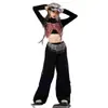 Ropa de Baile Jazz para Niñas Hip-Hop Niña Jazz Danza del Ombligo Ropa de Performance para Pasarela Niños Hip-Hop Pantalones Plateados