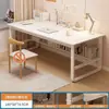 Escritorio de computadora para dormitorio, escritorio para estudio en casa, mesa de estudio para estudiantes, escritorio de escritura simple con estantería integrada, escritorio de oficina minimalista