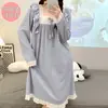 Pijama Transfronteiriço Feminino Primavera e Outono com Bojo Manga Longa Estilo Doce Tamanho Grande Tamanho Grande mm200kg Roupa de Casa