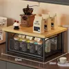 Estante para cafetera para uso doméstico, estante de almacenamiento multicapa extraíble y ajustable en altura, portavasos, almacenamiento de cocina multifuncional, venta al por mayor