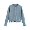 Cardigan de malha decorativo laminado com gola redonda e manga longa, moda europeia e americana transfronteiriça, novo para primavera e outono de 2025 E3A417
