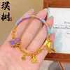 Tienda de Oro Mismo Estilo Pulsera Media Chapada en Oro con Diseño de Mariposa Esmaltada para Mujer, Nueva Joyería Versátil Estilo Chino