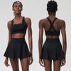 Traje de Falda de Tenis Transfronterizo de Venta Caliente para Mujer Talla Grande Sin Costuras Pegamento Líquido Onda Pequeña Deportes Fitness Bádminton Traje de Dos Piezas