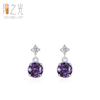 Brincos da Moda Retrô Prata de Lei S925 Zircônia Violeta Design Simples e Exquisito Brincos de Ametista
