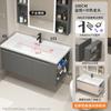 Gabinete de Baño para Inodoro Almacenamiento Lateral Lavabo Cerámico Todo en Uno Montado en la Pared Mesa de Lavado Gabinete Lavabo Mesa de Lavado Tira de Retención de Agua