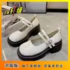 Zapatos Mary Jane, zapatos de mujer de plataforma gruesa de moda que aumentan la altura, nuevo estilo primavera 2025, zapatos pequeños de cuero estilo británico retro súper populares, estilo francés