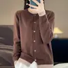 Cardigan de punto de dos piezas para mujer, versión coreana 2026, otoño e invierno, cuello redondo, suéter abrigo con bloques de color, chaqueta holgada de manga larga