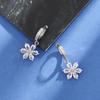 Brincos de Argola Florais com Diamantes Completos Luxo Leve TikTok Live Atacado Moda Coreana Brincos Florais de Zircônia de Seis Pétalas