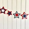 Bandeira de Festa Estrela Vermelha, Branca e Azul Exclusiva Transfronteiriça Bandeira de Festa Decoração de Sala de Estar Guirlanda de Feriado