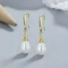 Gancho de Oreja de Perla para Mujer Verano Plata de Ley 925 Nueva Moda Simple ins Combinable Elegante Accesorios para Orejas de Gama Alta