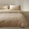 Juego de cama de lujo de alta gama de 1.2 m hecho de tela de algodón cepillado con bloques de color, juego de tres piezas para dormitorio principal, juego de cuatro piezas de algodón puro que incluye sábana bajera, funda de edredón y ropa de cama