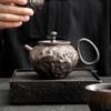 Tetera de gres vintage hecha a mano, tetera individual de cerámica para el hogar, estilo japonés, juego de té de kung fu de cerámica con esmaltado oxidado, tetera personalizada
