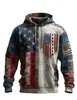2026 Amazon Transfronteiriça Masculina Outono Novo Vintage Cruz Bandeira Americana Estampa Patriótica Moletom Masculino