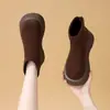 1. Botas de tornozelo com sola grossa, que aumentam a altura, casuais, bico redondo, femininas, para outono e inverno