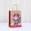 Bolsa Tote Navideña de Papel Kraft con Estampado de Dibujos Animados Bolsa para Dulces de Fiesta Regalo Bolsa de Compras de Centro Comercial Venta al Mayoreo