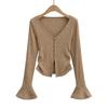 Desejo Puro 2023 Outono Novo elegante decote V manga sino blusa feminina estilo coreano garota popular justa com busto realçado camiseta modeladora feminina