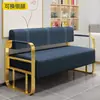 Sofá de espera de lujo ligero para salón de peluquería, salón de belleza, salón de uñas, área de descanso, silla sofá larga de tira de acero inoxidable