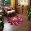Alfombra de Dormitorio con Forma Especial de Loto Estéreo 3D Felpudo de Baño Terciopelo de Cristal Alfombrilla Absorbente Antideslizante para Lavabo de Baño