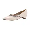 Zapatos de tacón alto color nude para mujer, nuevo modelo primavera 2026, punta fina con pedrería, tacón de aguja sexy, estilo francés, zapatos de salón de corte bajo exquisitos