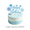 Set de decoración para fiesta de cumpleaños infantil con temática de Frozen, con platos de papel de copo de nieve, adornos para cupcakes y suministros para decoración de pancartas