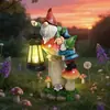 Nuevo Gnomo de Lectura Flocado Transfronterizo Figura de Resina Linterna para Patio Balcón Enano Escultura Solar para Jardín