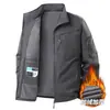 Jaqueta Casual Masculina Outono Inverno Plus Veludo Espessada Multi-Bolsos Roupa de Trabalho Toque de Luxo Popular entre Jovens Versátil Bonita Outerwear