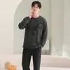 Conjunto de Pijama Masculino 2026 Modal Primavera/Outono Solto Casual Manga Longa Calça Longa Pode Ser Usado Fora de Casa Conjunto de Roupas