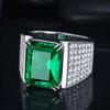 Zhenrong Europeo y Americano 8 quilates Esmeralda Sintética Anillo Abierto Agresivo para Hombre Color Tesoro Circonita Imitación Oro 18K