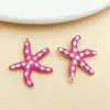 Pingente Estrela-do-Mar Colorida Dupla Face Esmaltada Gota de Óleo de Aço Inoxidável Pequeno Charme para Brinco Colar DIY Acessórios de Joias Materiais