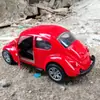 Carro de Polícia Táxi Fusca Clássico Retro Realista de Porta Dupla Carro de Liga Metálica Puxa-de-volta Modelo de Carro Ornamento Pequeno Brinquedo