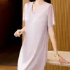Bata de Noche de Seda para Mujer, Bata de Noche de Satén de Seda de Morera de Manga Corta de Verano, Bata de Noche Sexy de Encaje con Copas, Ropa de Casa Estilo Princesa