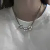 Estilo Neutro Colgante Cuadrado Exterior Círculo Interior Collar que no se decolora Minimalista Moderno Hip-Hop Cadena para Sudadera de Nicho Europeo y Americano